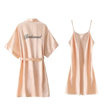

Ladies Night Gown Spring and Summer Silk Embroidered Dressing Gown Bride and Bridesmaid Wedding Night Gown for Bride Team