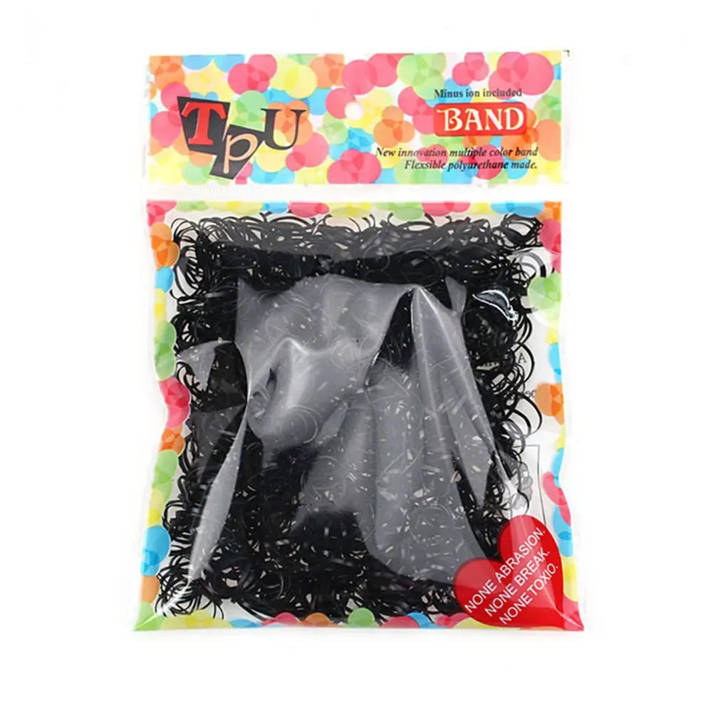 1 Bag/pack Baby Cute Colorful Bands TPU Elastic Hair Circle Ornaments Set Child Rubber Band Hair Accessories Set Cute Hair Ring - Цвет: Black