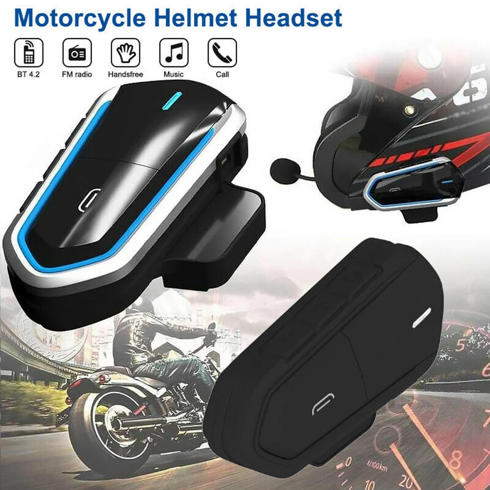 

Motorcycle Helmet Earphone Wireless Bluetooth Headphone Waterproof Hands-Free Headset With Microphone Blue/ Black