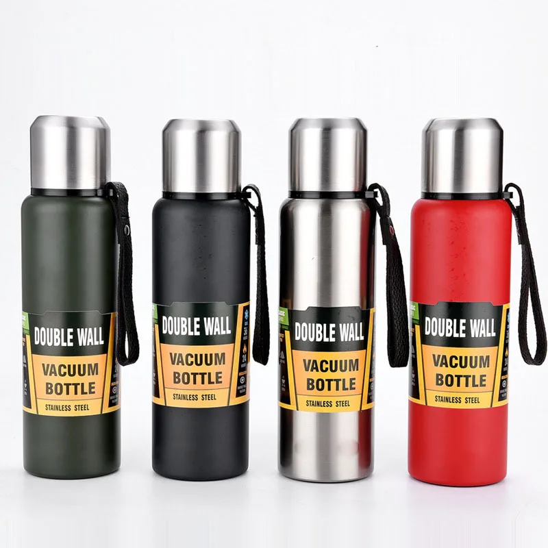 Koop 500 750 1000 1500ml Russische Thermos Draagbare Grote Capaciteit Geïsoleerde Beker Militaire Stijl Koffie Thee Vacuüm fles thermos