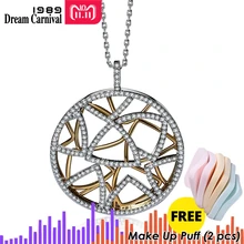 DreamCarnival 1989 Мути треугольники круглый кулон ожерелье для женщин 2 тона золотой цвет Collana циркония свадебные ювелирные изделия WP6432