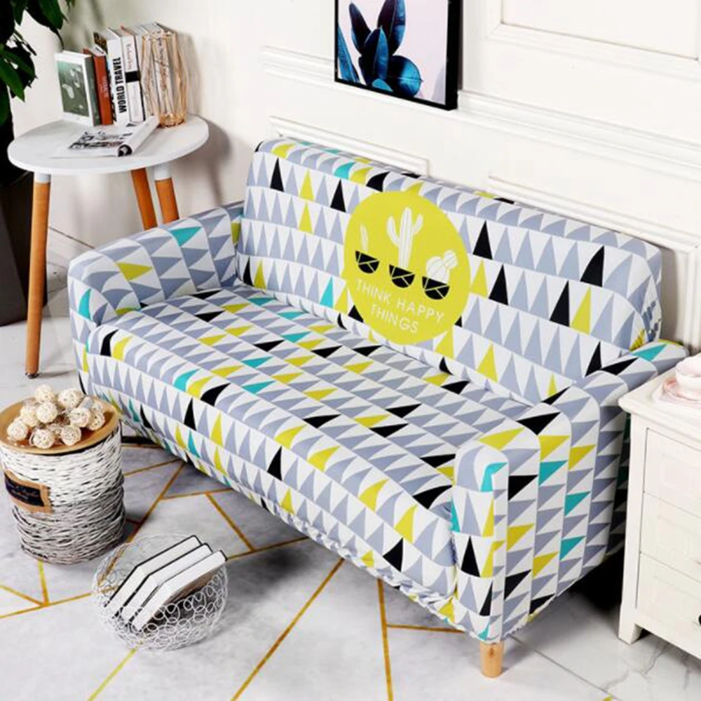 Лист геометрический мультфильм эластичный Sectional секционный чехол на диван из стрейч-материала полиэстер все включено накидка на диван подушки чехлов