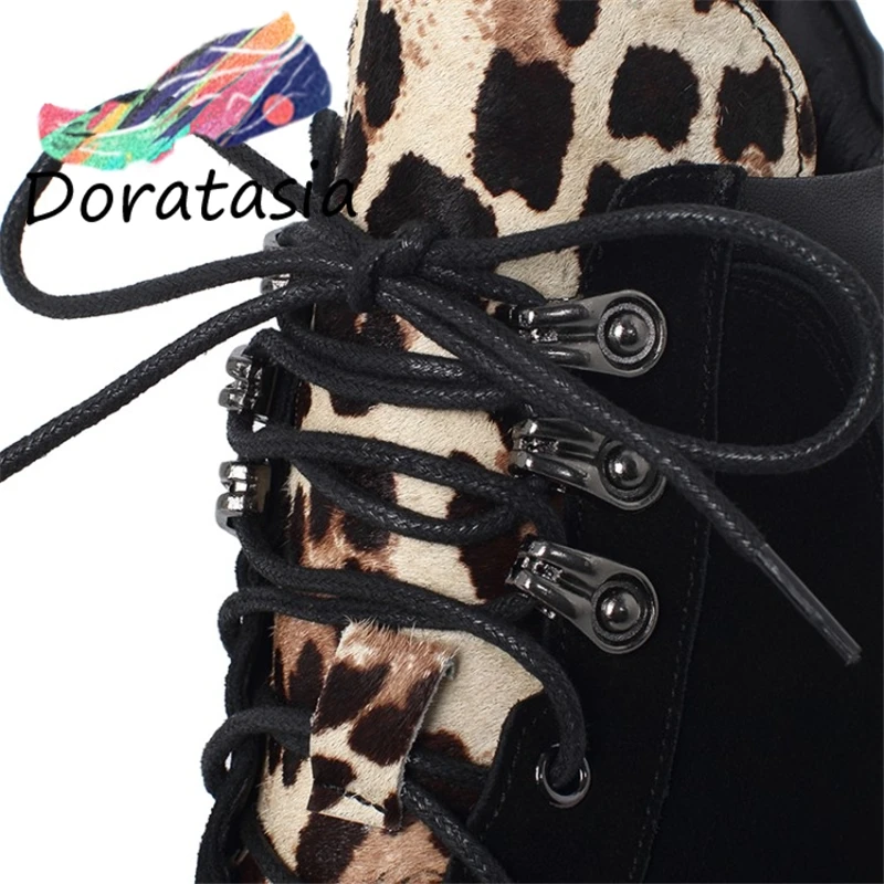 DORATASIA/Новинка; Роскошные брендовые леопардовые ботильоны на платформе; женские замшевые ботильоны из натуральной кожи; коллекция года; женская обувь на высоком каблуке
