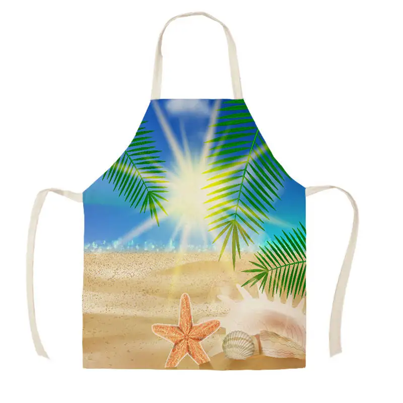 Women Kitchen Apron Cotton Linen Summer Cool Sleeveless Chef Cooking Aprons Kitchen accessories WQ1557