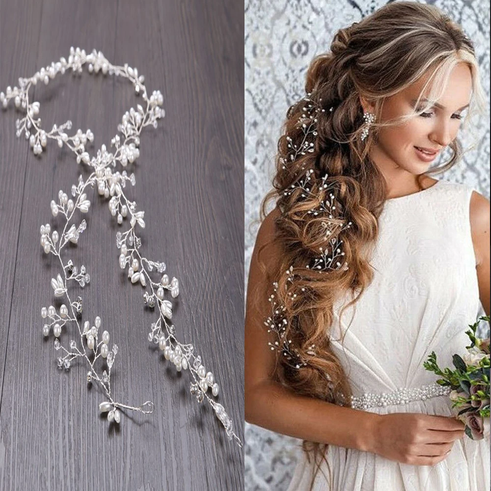 Wedding Hair Accessories Crystal Pearl Hair Belt Wedding Bridal Ornaments Jewelry bride Headdress Headbands