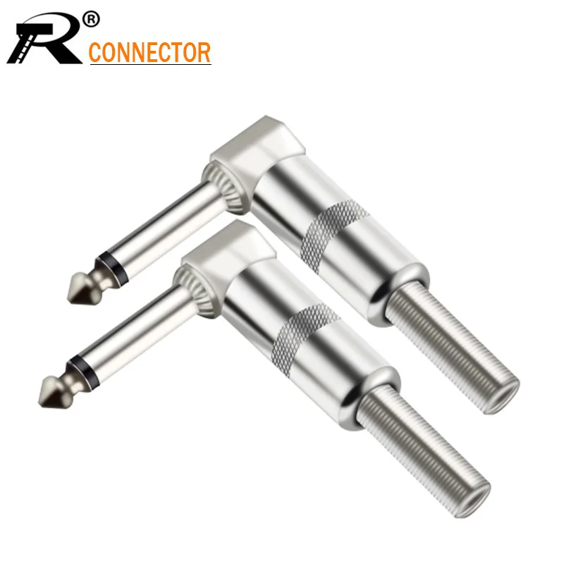 6.35mm Jack Microphone Plug Right Angle Male Assembly 6.3mm Mono Nickle