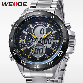 

WEIDE New Fashion Men Sport Watch Top Luxury Brand Full Steel Strap Military Analog Digital Causal Clocks Man Relogio Masculino