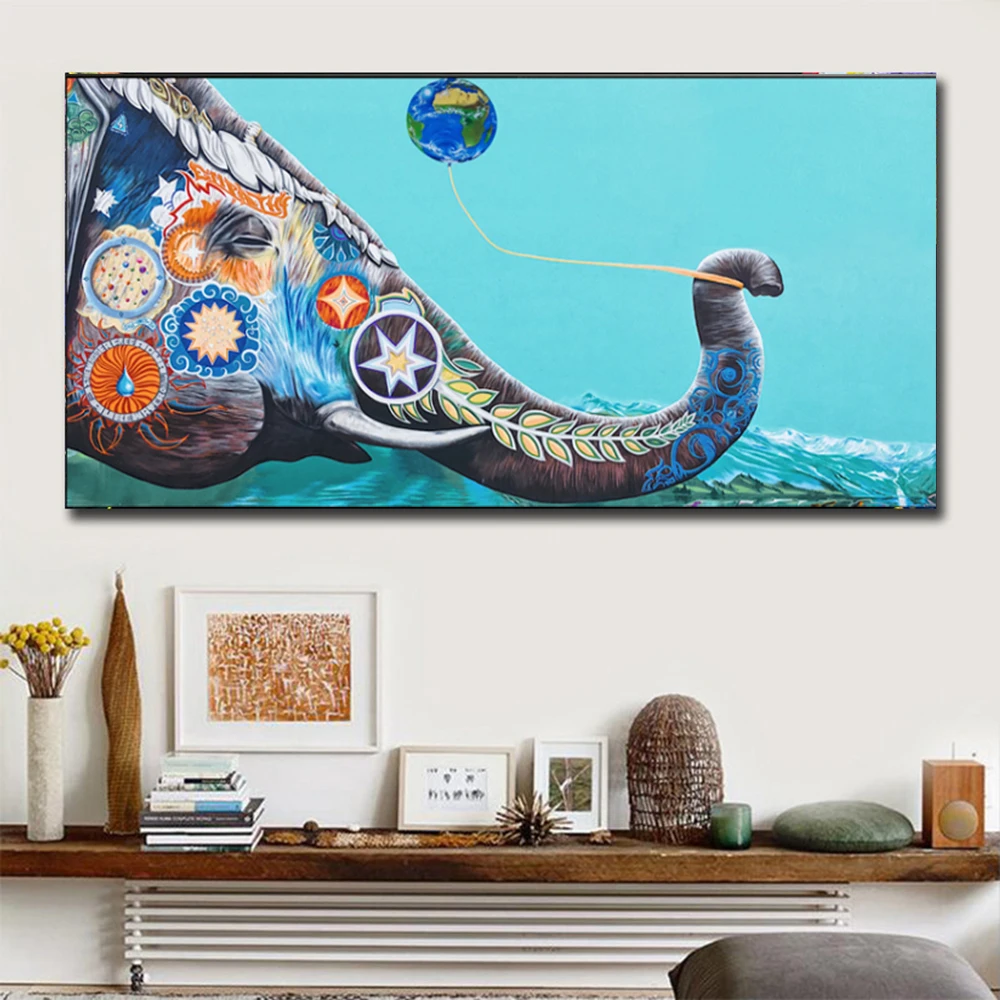 Картина маслом Wall Art цветной слон настенные декоративные холст картины для