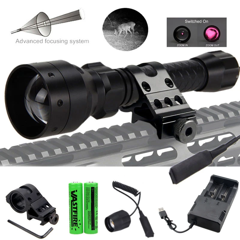 Gun 10000Lm Red+Green+White Zoom Hunting Air Rifle Torch Lights Scope