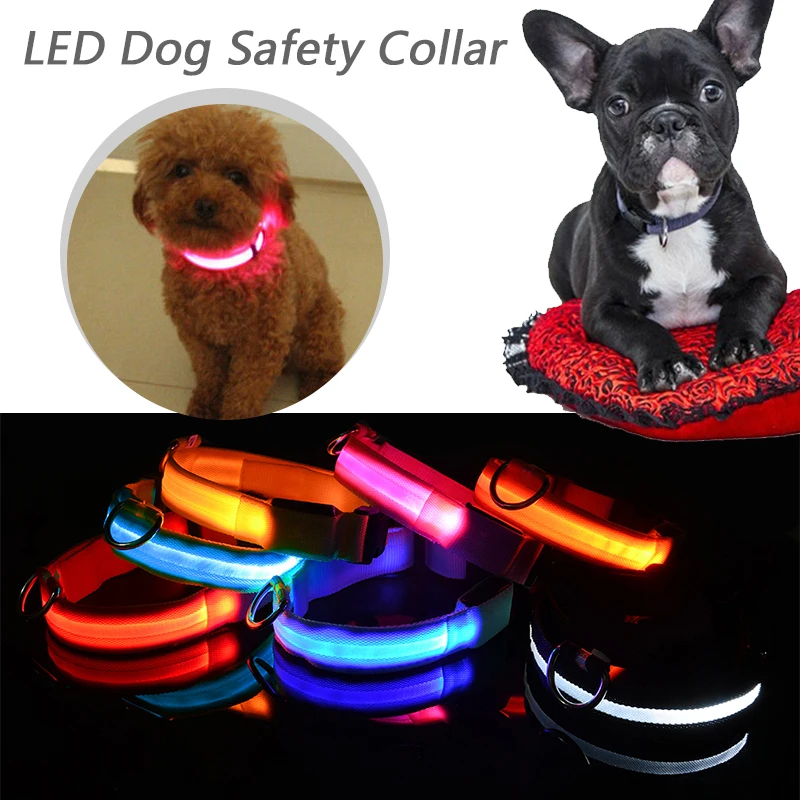 USB Перезаряжаемый светодиодный ошейник для собак, мигающий светящийся безопасный светильник, нейлоновый ошейник для собак, ожерелье для щенков