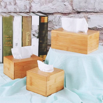 

Retro Bamboo Tissue Box for Home Office Desktop Wooden Paper Towel Box Hotel Napkin Wood Holder Household Type Canister