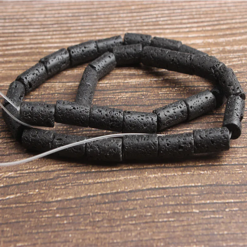 12x6mm 30beads Lan Li, модные натуральные ювелирные изделия, черный камень лавы, свободные бусины, сделай сам, женский браслет, ожерелье, серьги-гвоздики, аксессуары - Цвет: 12x6mm 30beads