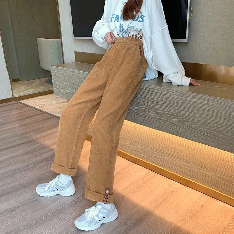 

Harajuku Brown Wide Leg Pant Vintage Oversized Corduroy Baggy Pants Women Streetwear Jogger High Waist Casual Trousers