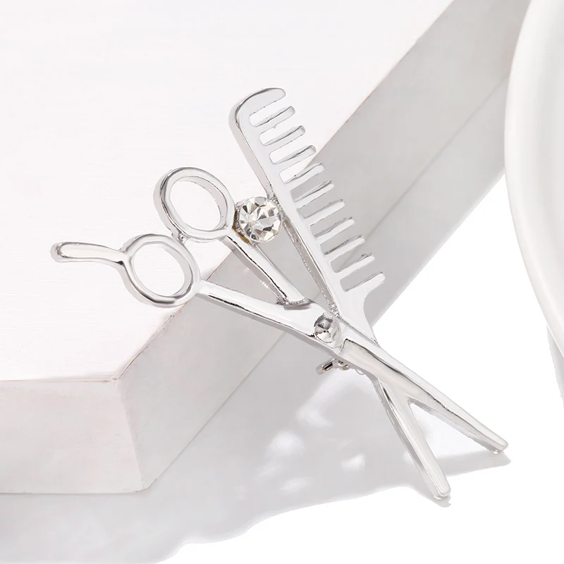 Броши с кристаллами Kpop булавки для воротника гребень ножницы парикмахерские