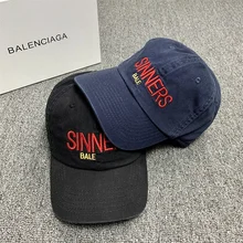 Унисекс, хлопок, Классические бейсбольные кепки с вышивкой грешников, регулируемые черные, темно-синие бейсболки, кепки для папы