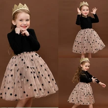 Детские платья для девочек, осеннее платье с длинными рукавами бальное платье для девочек с блестками и звездочками; детское платье Повседневная одежда возраст 3, 6, 8, лет, Vestidos