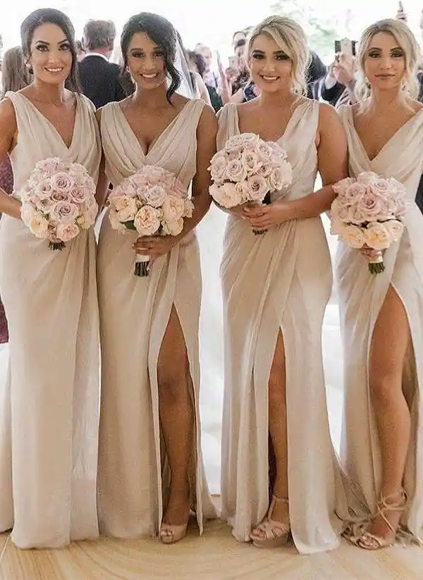 Vestidos color champagne para damas clearance