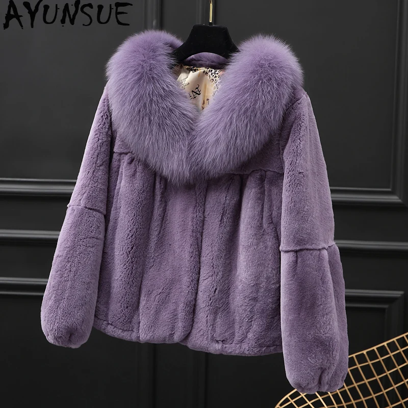 

AYUNSUE Real Rabbit Fur Coat Female Jacket Winter Jacket Women Natural Fur Jackets for Women Clothes 2019 Chaqueta Mujer MY3849