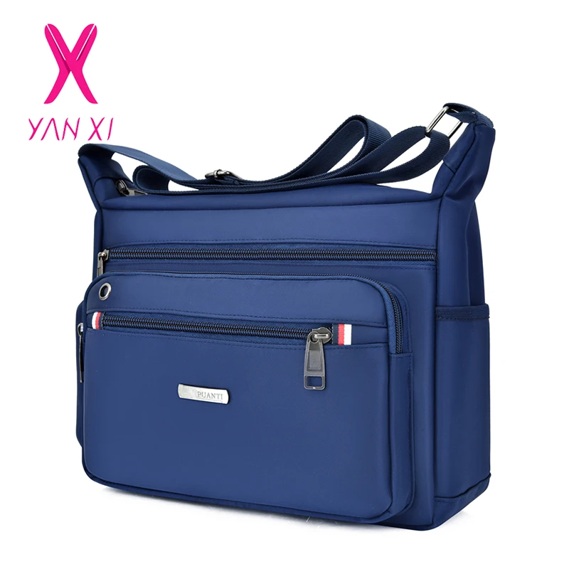 YANXI Large Capacity Fashion Casual Men's Shoulder Bag Nylon Crossbody Bags Single Strap Solid Zipper Female Flep |