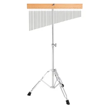 ABZB-музыкальный колокольчик 36 Tone Wind Chime, серебристые однорядные колокольчики, музыкальный ударный инструмент с треножной подставкой и полосками