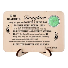 Design Your Own Text Customized Pattern Table Quartz Clock Rectangle Handmade Wooden Ornaments Souvenir Gifts for Men Women Kids