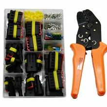 240PCS Waterproof Male Female Electrical Connectors Plug 1-6Pins sets with crimping pliers Way With Wire For Car Motorcycle