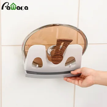

Self-Adhesive Pan-Cover Holder Storage Lid Rack with Hook Drain Tray Shelf Cover Organizer Wall Mounted Cooking Tool for Kitchen