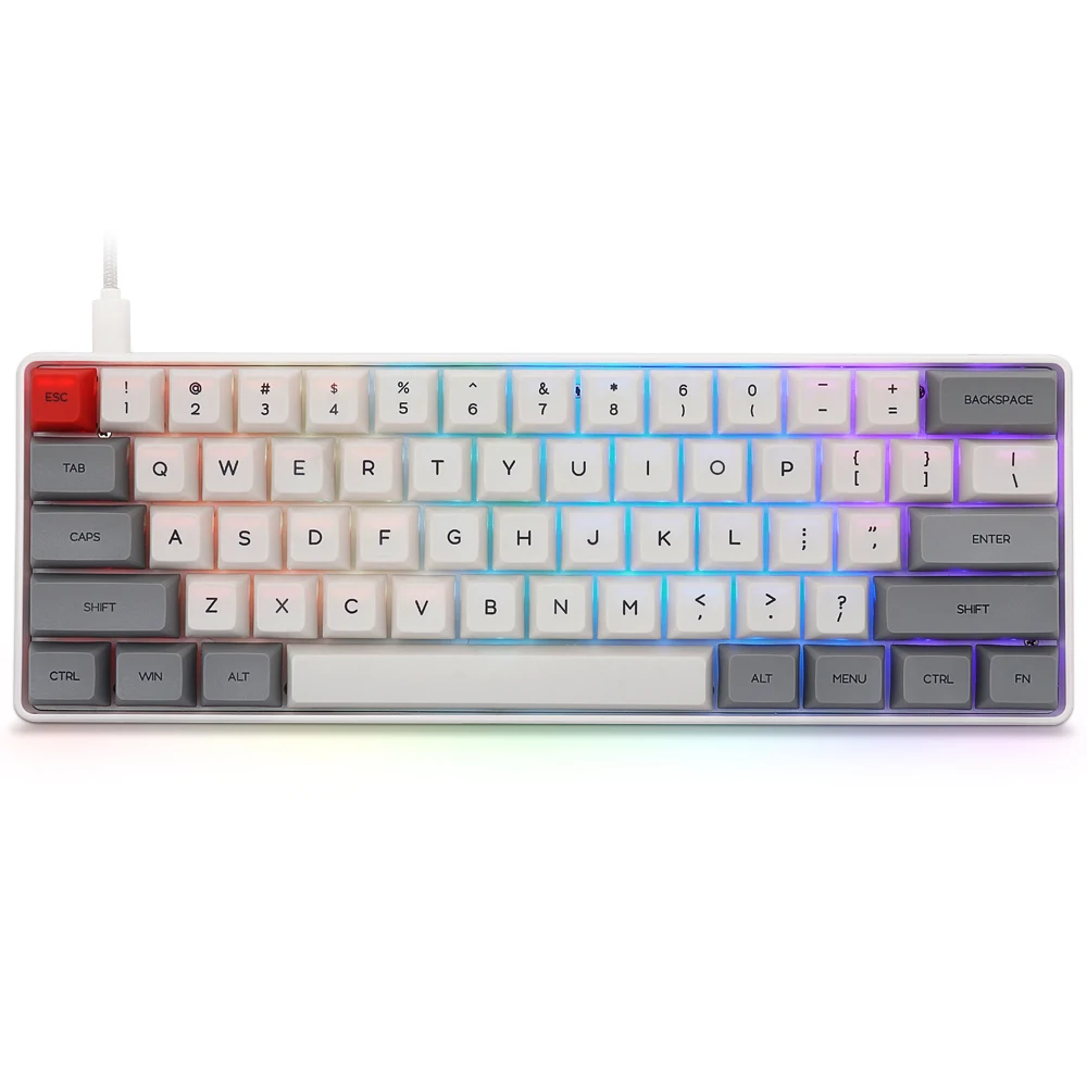 US $66.95 Geek Customized SK61 Gateron Switch 60 61Keys NKRO Gateron Optical TypeC Wired RGB Backlight Mechanical Gaming Keyboard for PC