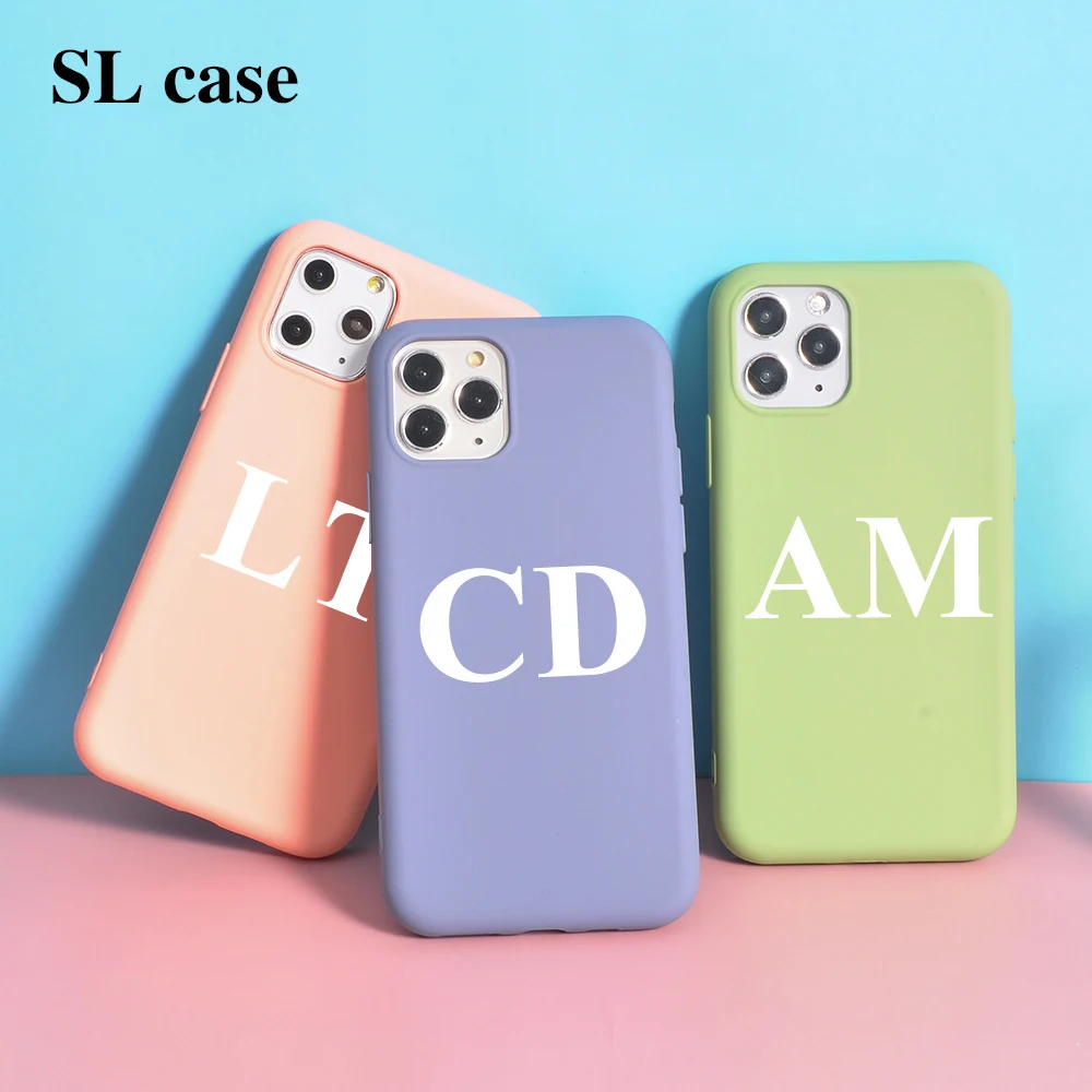 Custom Phone Case for iphone 11 Pro 12 Mini 10 Silicone Cover DIY Name Initials Funda 6s 7 8 Plus Case SE 2020 X XS XR Coque pic