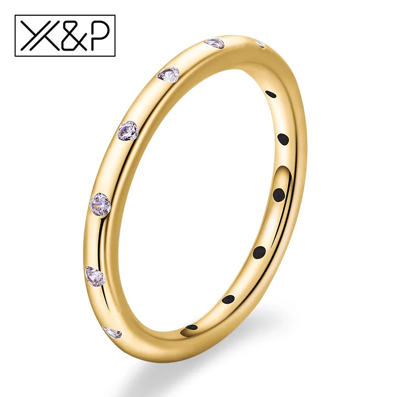 X& P Простые Модные кольца с золотыми и серебряными кристаллами для женщин и мужчин романтическое обручальное кольцо роскошное изысканное женское ювелирное изделие - Цвет основного камня: Gold
