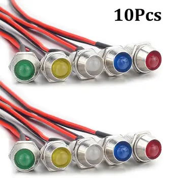 

10X 8mm 12V LED Indicator Lights Lamp Bulb Pilot Dash Panel Car Truck Boat