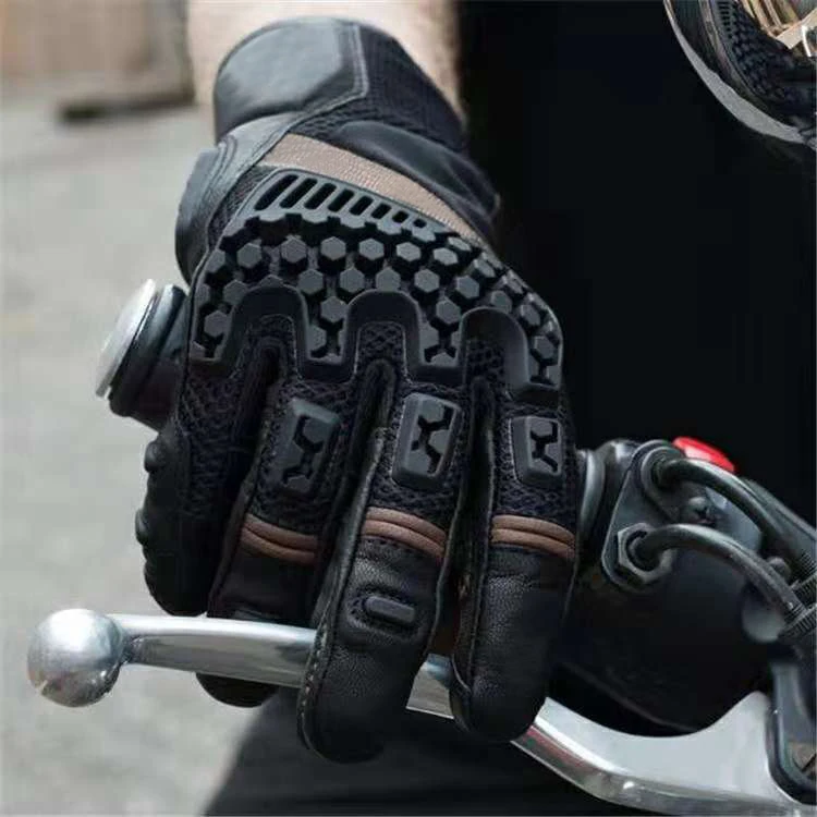 

Free shipping 2019 Black Breathable Glove Motorcycle Cycling Riding Racing Leather glove 4 colors