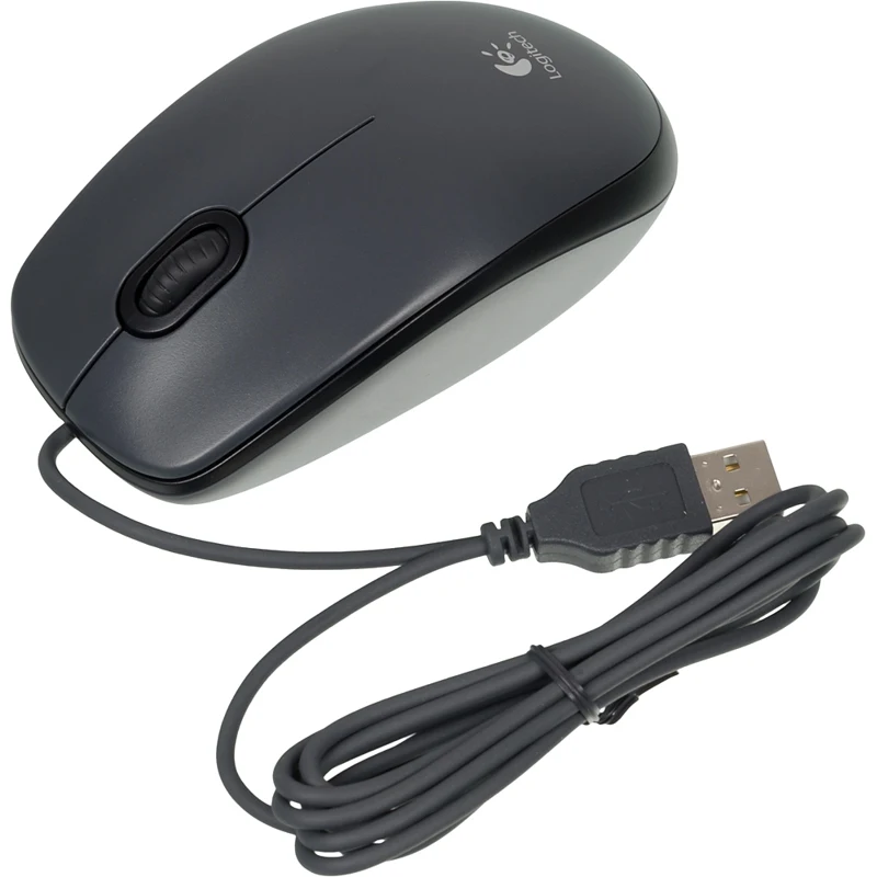 Мышь LOGITECH M90, проводная, USB, черный и темно-серый