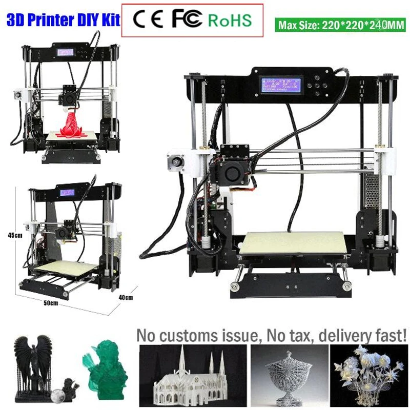 2019 Upgraded Full Quality High MK8 Precision Reprap Prusa i3 DIY 3d Printer CTC 