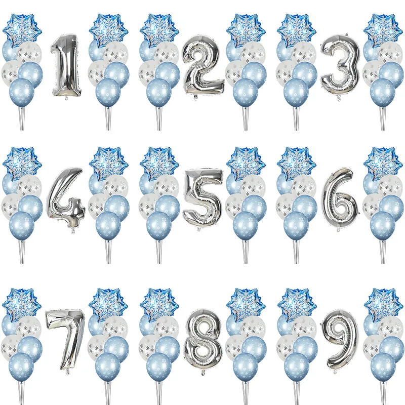 

New Snowflake Number Balloon Set birthday Baby Shower Party Silver Number 0 1 2 3 4 5 6 7 8 9 Ballons Decoration Snowflake decor