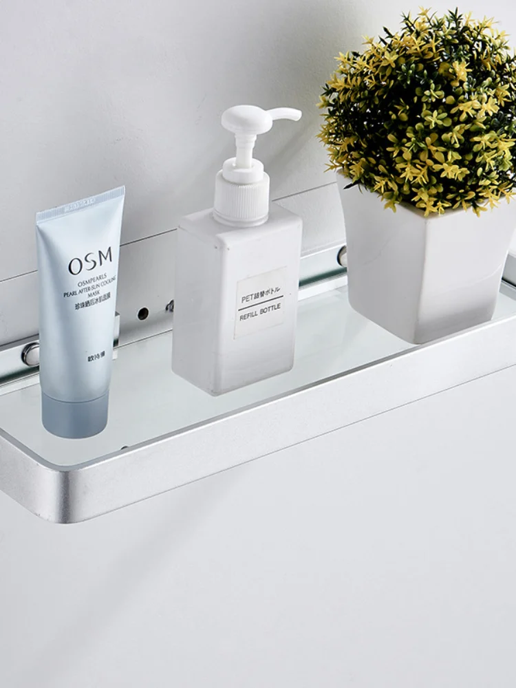 Bathroom Shelf Bath Shower Shelf Nail Free Glass Satin Bathroom Corner shelf Aluminum Kitchen Storage holder