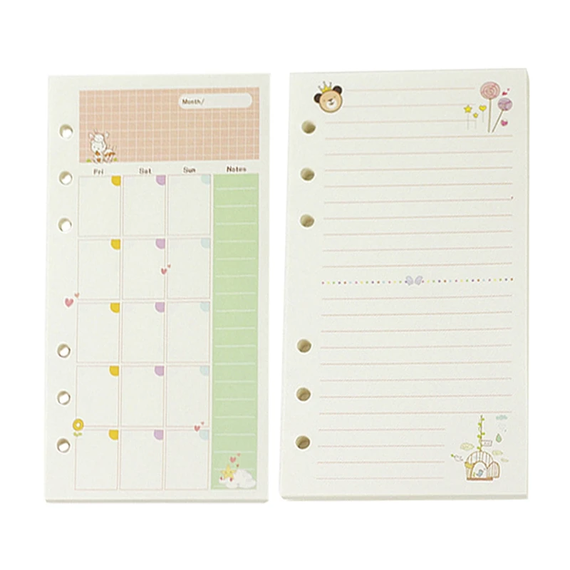 2 Pcs A6 Cute Colorful Diary Refills Spiral Notebook Replace Color Core Loose Leaf Stationery Gift School Planner Ring Binder Pa