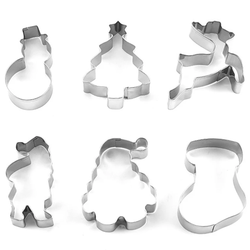 6 шт./компл. Нержавеющая сталь 3D Рождественская серия формочки для торта печенье и вафельные формы Fondant(сахарная) резак DIY Инструменты для выпечки