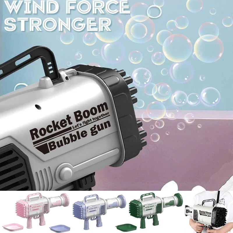 New！60 Holes Bubble Gun Bazooka Electric Magic Bubble Machine Children