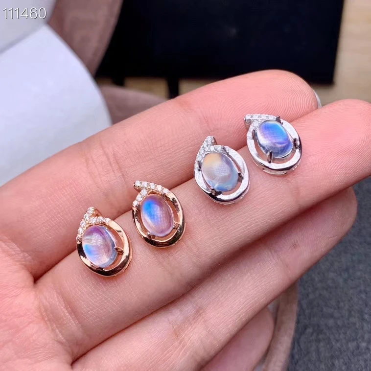 Серебряные серьги с лунным камнем, серьги-гвоздики с драгоценным камнем, серебро 925 пробы, украшение, настоящий натуральный камень, подарок на день рождения, серьги-гвоздики для девочек