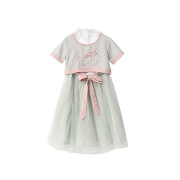 

Hanfu Dress Vest Set For Girls Chinese Traditional Style embroidery Clothing Girl Princess Dress Cosplay Kids Retro Tang Suit