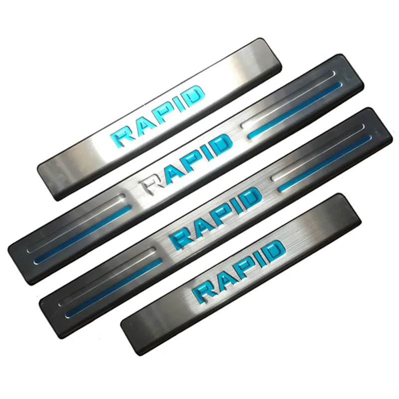 

High quality stainless steel Scuff Plate/Sticker Car Style door sill Protector for 2013 Rapid