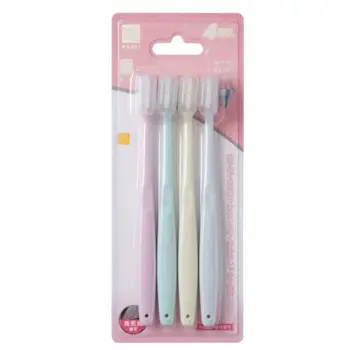 

4Pcs/Set Japanese Minimalist Adult Ultra Soft Bristle Head Toothbrush Oral Hygiene Care Plain Solid Color Family With Head Cover