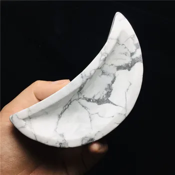 

Natural Crystal Bowl Carved Howlite Heart Healing Moon Dish Decorative Chakra Stone Spirit Quartz Reiki Gemstone Witch Gift