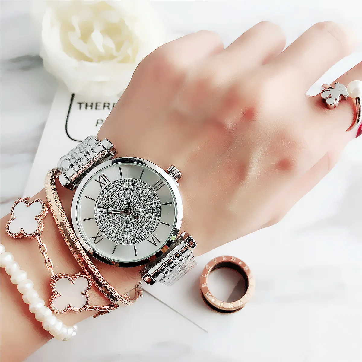 CONTENA новые кварцевые Saati Montre Femme Relojes Mujer Часы супер красивые женские модные Роскошные наручные часы - Цвет: CON2140CC11