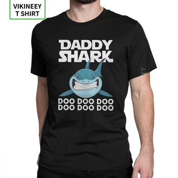 

Daddy Shark Doo Doo Fathers Day Vintage T Shirt Men Gifts for Dad Short Sleeve Tops Summer Tees 100% Cotton O-Neck T-Shirt