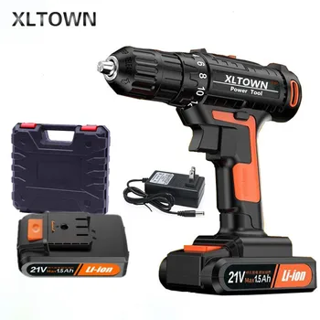 

XLTOWN 21v Electric Screwdriver with 2 battery Cordless Rechargeable Lithium Battery Household Multifunction Electric Drill