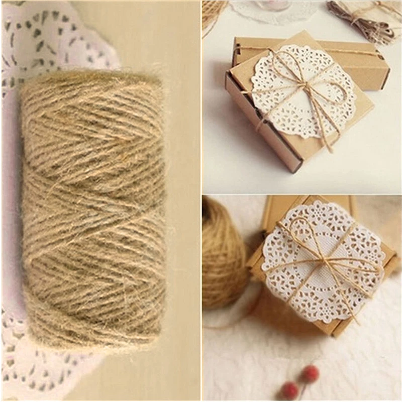 Natural Brown Hemp Rope Twine String Cord Craft DIY Making Jute Packaging Retro