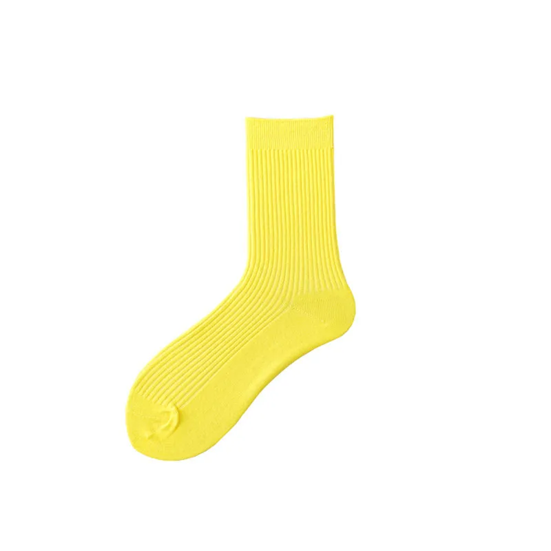 brilliant yellow PEONFLY Harajuku стильные однотонные мужские носки Флуоресцентный цвет хип хоп скейтборд Счастливые Носки Модные Calcetines Hombre - Цвет: brilliant yellow