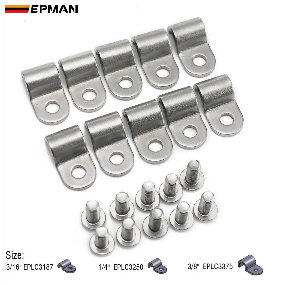 EPMAN 1 Pack Stainless Steel Single Line Clamps Streets Clamp 3/8"&3/16"& 1/4" Fits Fuel, Air, Electrical, Brake, Lines EPLC3250
